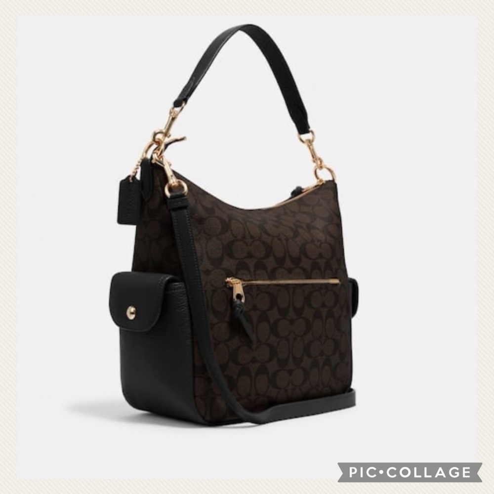 Used 1X Coach Walnut Brown/Black Pennie Signature Leather Crossbody Bag - Picture 5 of 11